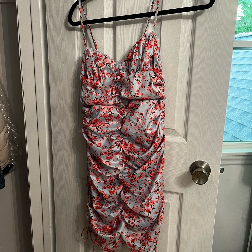 Floral Mini Dress - Red and White